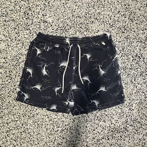 Polo Ralph Lauren Swim Trunks Mens XL Navy Blue Board Shorts Marlin AOP Graphic